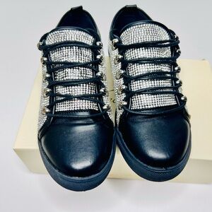 Black and Silver Rhinestone Women's Sneakers